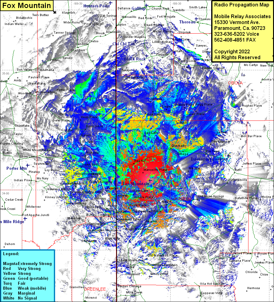 heat map radio coverage Fox Mountain II